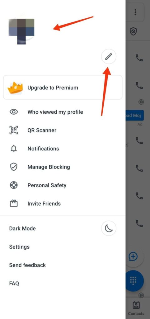 how to change profile image in truecaller