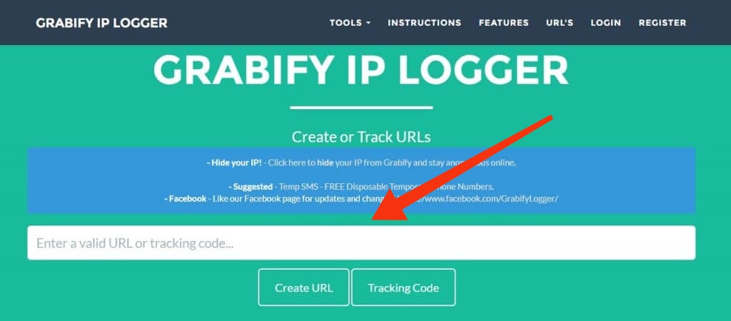 Grabify IP Logger: Enter the website URL or tracking code